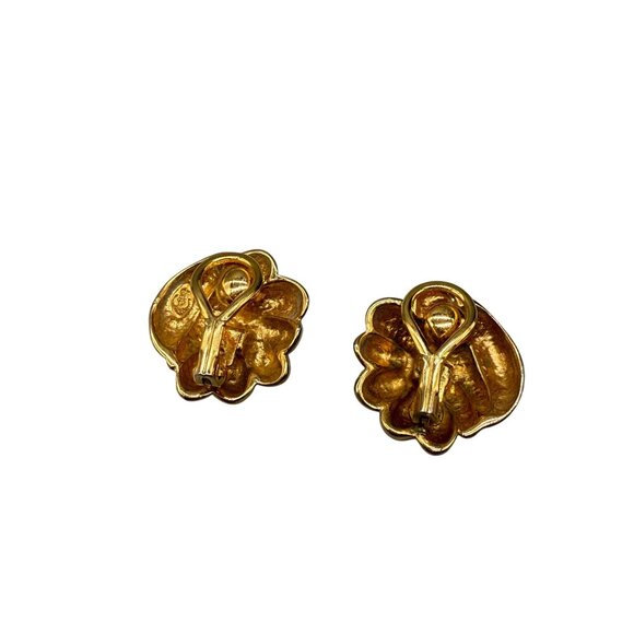 Premier Designs Shiny Dome Round Swirl Clip-on Earrings Gold Tone Retro Chic - Picture 2 of 4